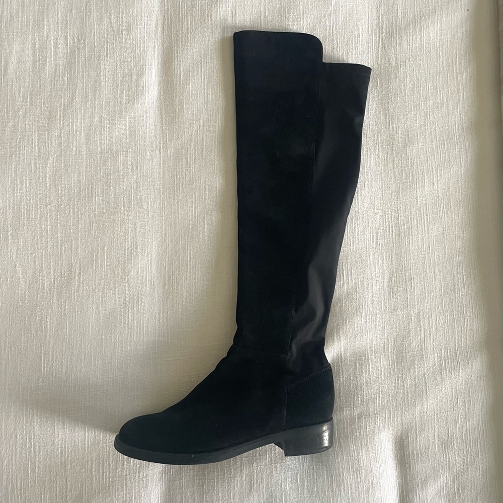 Black Suede Waterproof Knee-High Boots